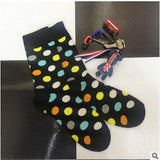 CHAOZHU New Arrival Cool Skateboard Hip Hop Dots Stripes Patchwork Pattern Fashion Brand Happy Socks Men Boys Male