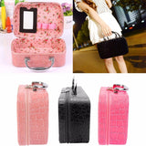 PU Leather Makeup Bag Travel Organizer Cosmetic Bag for Women Large Necessaries Make Up Case Black