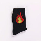Happy Socks Men Funny Cotton Mens Socks Colorful Ankle Rainbow Socks Male Breathable Crew Socks Women Striped Long Letter Fire